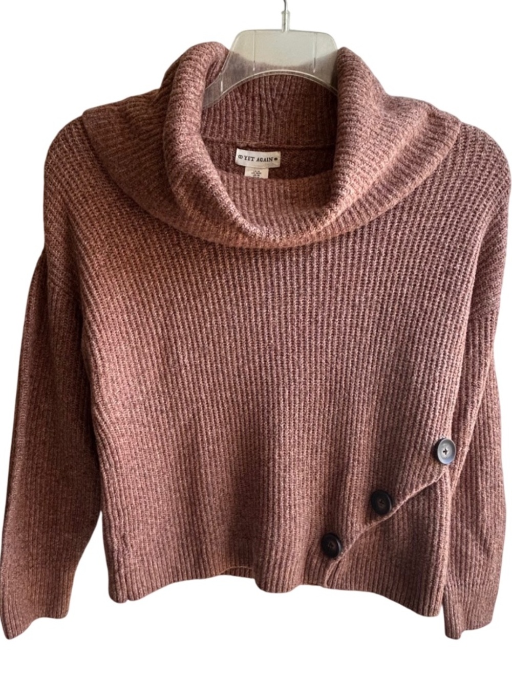 YET AGAIN Cotton Poly Blend Cowl Neck Sweater SZ M